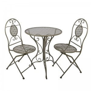 Set bistro din metal verde – masa Ø60 cm si 2 scaune 50x40x93 cm