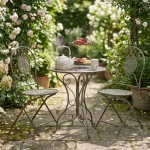 Set bistro din metal verde – masa Ø60 cm si 2 scaune 50x40x93 cm