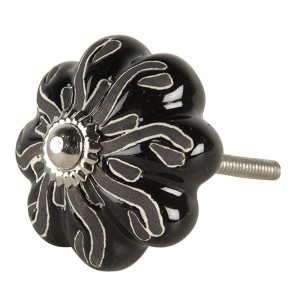 Maner pentru usile de dulap "Black Flower" 5x6 cm, Clayre & Eef