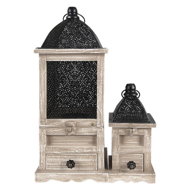 Set 2 felinare decorative 20x20x53 / 14x14x25 cm, Clayre & Eef Set 2 felinare decorative 20x20x53 / 14x14x25 cm, Clayre & Eef