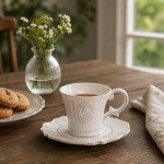 Ceasca model vintage cu farfurioara 15x7cm, 125ml, We Love Tea Ceasca model vintage cu farfurioara 15x7cm, 125ml, We Love Tea