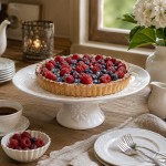 Platou pentru tort din ceramica alba cu picior – Ø 33 cm