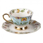 Ceasca cu farfurie "Tea Blossom" 200ml, Clayre & Eef Ceasca cu farfurie "Tea Blossom" 200ml, Clayre & Eef