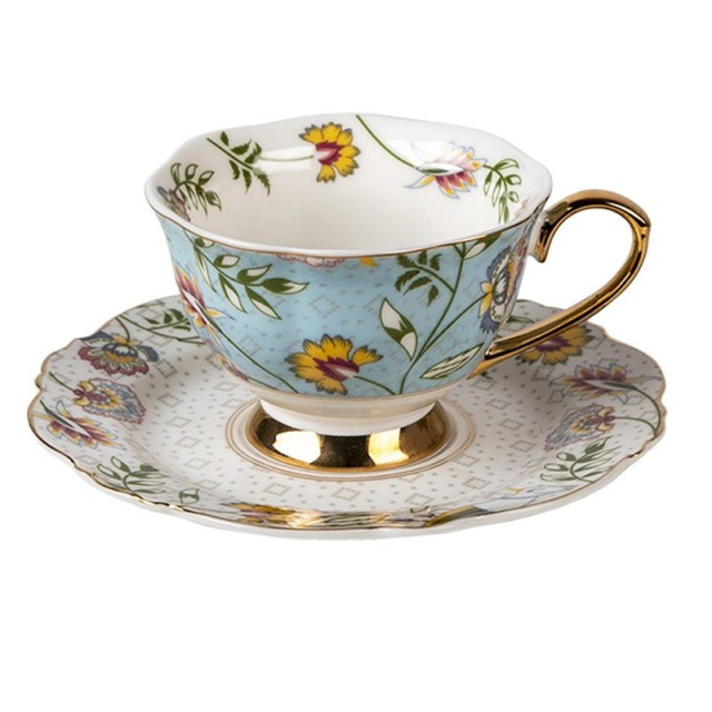 Ceasca cu farfurie "Tea Blossom" 200ml, Clayre & Eef Ceasca cu farfurie "Tea Blossom" 200ml, Clayre & Eef