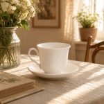 Ceasca cu farfurie "Simply White" 220ml, Clayre & Eef Ceasca cu farfurie "Simply White" 220ml, Clayre & Eef