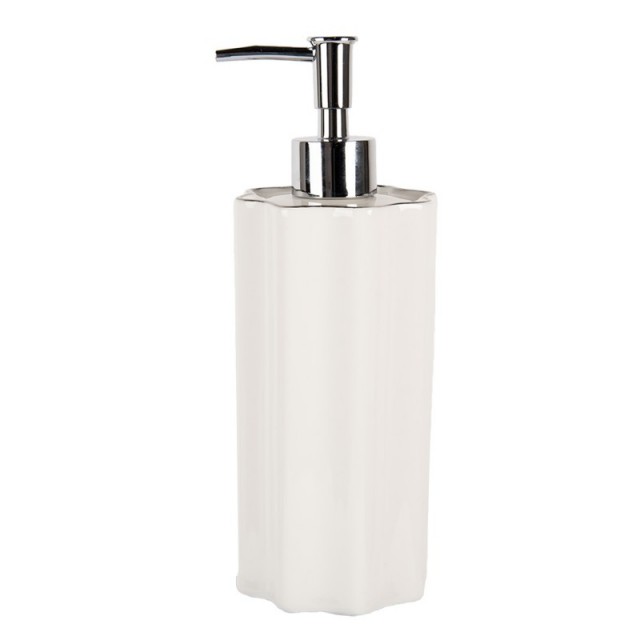 Dispenser sapun lichid "Pure White" Ø 8x22 cm / 475 ml, Clayre & Eef Dispenser sapun lichid "Pure White" Ø 8x22 cm / 475 ml, Clayre & Eef