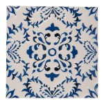 Suport ceramic pentru vase fierbinti cu design retro in alb si albastru 15x15x1 cm