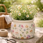 Ghiveci ceramic decorativ pentru flori Ø 20x15 cm, Clayre&Eef