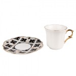 Ceasca cu farfurie "Midnight Gold" 95ml, Clayre & Eef Ceasca cu farfurie "Midnight Gold" 95ml, Clayre & Eef