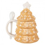 Cana cu capac si lingurita model Craciun "Gingerbread House" 350ml, Clayre & Eef Cana cu capac si lingurita model Craciun "Gingerbread House" 350ml, Clayre & Eef