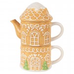 Ceainic si cana Craciun "Gingerbread House" 550 ml / 450 ml, Clayre & Eef