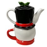 Ceainic si cana Craciun "Snowman" 525 ml / 425 ml, Clayre & Eef