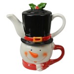 Ceainic si cana Craciun "Snowman" 525 ml / 425 ml, Clayre & Eef