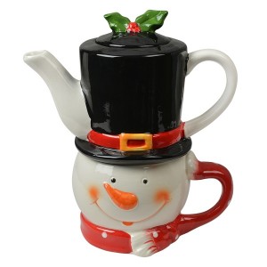 Ceainic si cana Craciun "Snowman" 525 ml / 425 ml, Clayre & Eef