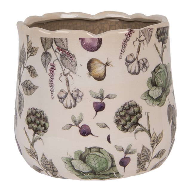 Ghiveci ceramic "The Kitchen Garden" Ø 18x16 cm, Clayre & Eef Ghiveci ceramic "The Kitchen Garden" Ø 18x16 cm, Clayre & Eef