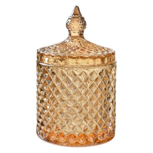 Borcan din sticla cu capac Ø 9x14 cm, Clayre&Eef