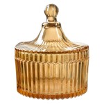 Borcan din sticla cu capac Ø 10x12 cm, Clayre&Eef