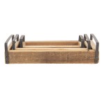 Set 3 tavi decorative pentru servire din lemn maro