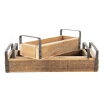 Set 3 tavi decorative pentru servire din lemn maro