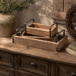 Set 3 tavi decorative pentru servire din lemn maro