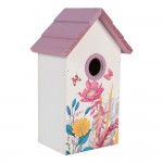 Cuib decorativ pentru pasari 15x10x22 cm – alb/roz