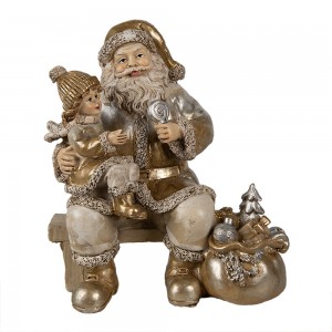 Decoratiune Craciun "Santa’s Golden Hug" 15x11x17 cm, Clayre&Eef