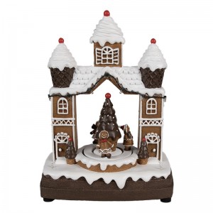 Decoratiune muzicala de Craciun cu LED "Gingerbread House" 20x11x27 cm, Clayre&Eef