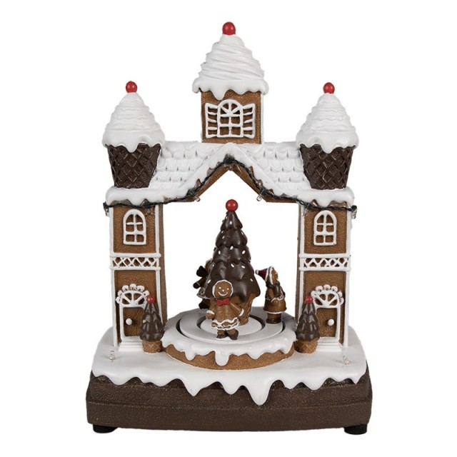 Decoratiune muzicala de Craciun cu LED "Gingerbread House" 20x11x27 cm, Clayre&Eef Decoratiune muzicala de Craciun cu LED "Gingerbread House" 20x11x27 cm, Clayre&Eef