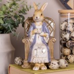 Decoratiune Paste "Bunnies & Chair" 11x10x18 cm, Clayre&Eef Decoratiune Paste "Bunnies & Chair" 11x10x18 cm, Clayre&Eef