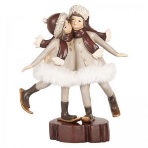 Decoratiune Craciun "Children Skiing" 15x7x18 cm, Clayre&Eef