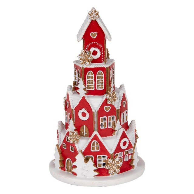Decoratiune Craciun cu LED "Gingerbread House" Ø 13x22 cm, Clayre&Eef Decoratiune Craciun cu LED "Gingerbread House" Ø 13x22 cm, Clayre&Eef