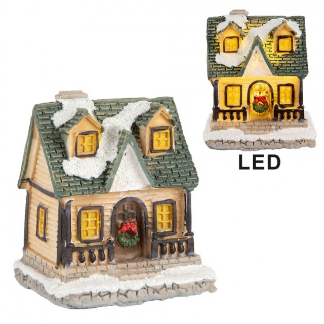 Decoratiune Craciun cu LED "Mountain Lodge" 5x5x6 cm, Clayre&Eef Decoratiune Craciun cu LED "Mountain Lodge" 5x5x6 cm, Clayre&Eef