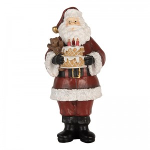 Decoratiune Craciun "Santa with cake" 10x10x21 cm, Clayre&Eef
