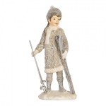 Decoratiune Craciun "Children Skiing" (2x) 8x7x15 cm, Clayre&Eef Decoratiune Craciun "Children Skiing" (2x) 8x7x15 cm, Clayre&Eef