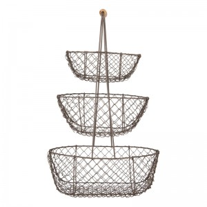 Suport metalic cu 3 cosuri depozitare 30x22x50 cm, Clayre & Eef