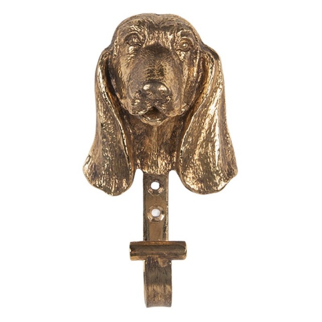 Cuier cu 1 agatatoare "Golden Dog" 7x5x13 cm, Clayre & Eef Cuier cu 1 agatatoare "Golden Dog" 7x5x13 cm, Clayre & Eef