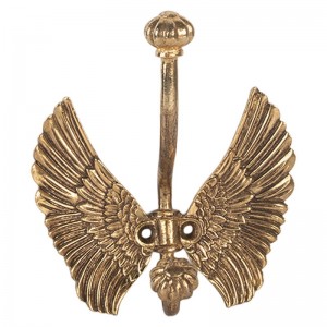 Cuier cu 1 agatatoare "Golden Wings" 12x6x13 cm, Clayre & Eef