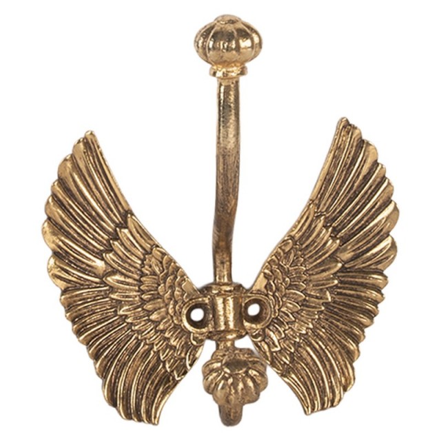 Cuier cu 1 agatatoare "Golden Wings" 12x6x13 cm, Clayre & Eef Cuier cu 1 agatatoare "Golden Wings" 12x6x13 cm, Clayre & Eef