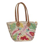 Geanta de umar Mauritz din paie cu broderie florala multicolora 10x24x32cm Geanta de umar Mauritz din paie cu broderie florala multicolora 10x24x32cm