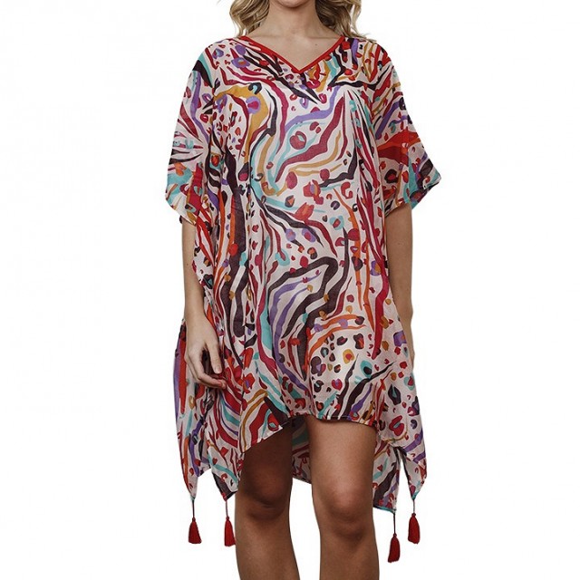 Caftan de plaja multicolor, marime universala Caftan de plaja multicolor, marime universala