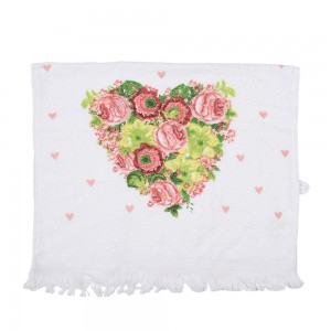 Prosop de bucatarie flausat 100% bumbac 40x66cm "Blissful Rose", Clayre & Eef