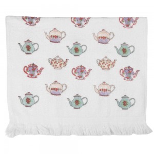 Prosop de bucatarie flausat 100% bumbac 40x66cm "Teapots", Clayre & Eef