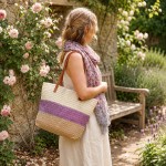 Geanta de plaja Beach Glow Violet 46x30 cm, Clayre & Eef Geanta de plaja Beach Glow Violet 46x30 cm, Clayre & Eef