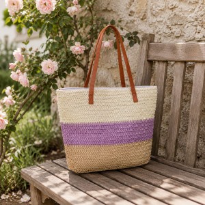 Geanta de plaja Beach Glow Violet 46x30 cm, Clayre & Eef