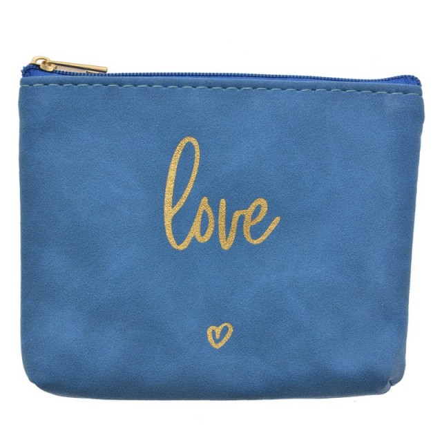 Portfard albastru Love 13x1x10 cm, Clayre&Eef Portfard albastru Love 13x1x10 cm, Clayre&Eef