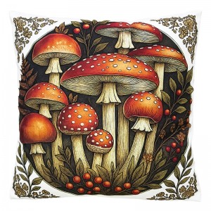 Fata de perna cu umplutura "Red Mushrooms" 45x45 cm, Clayre & Eef