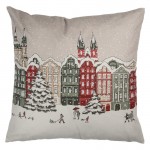Fata de perna cu umplutura "Winter City" 45x45 cm, Clayre & Eef