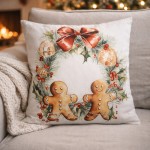 Fata de perna Craciun "Frosty Gingerbread" 45x45 cm, Clayre & Eef Fata de perna Craciun "Frosty Gingerbread" 45x45 cm, Clayre & Eef