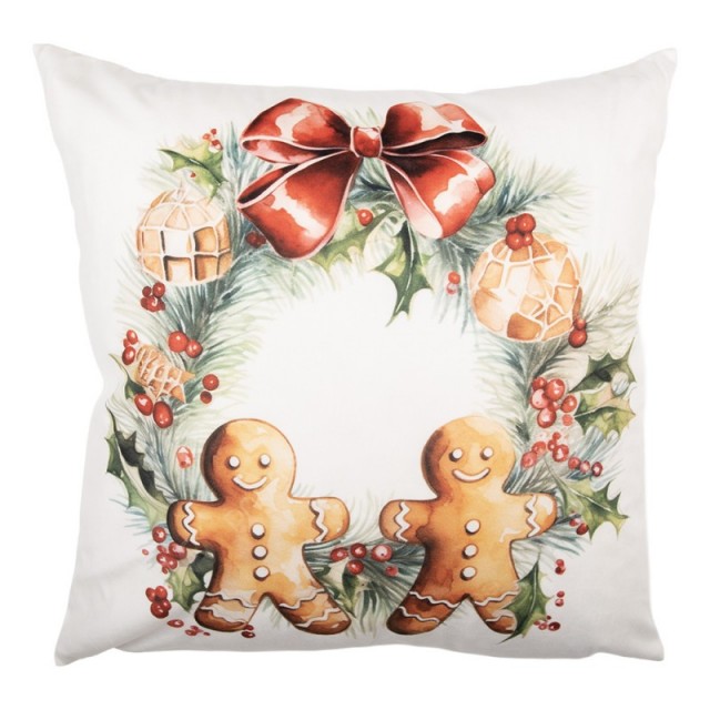 Fata de perna Craciun "Frosty Gingerbread" 45x45 cm, Clayre & Eef Fata de perna Craciun "Frosty Gingerbread" 45x45 cm, Clayre & Eef