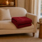 Pled decorativ Cozy Ribbed – Burgundy, 180x200 cm Pled decorativ Cozy Ribbed – Burgundy, 180x200 cm